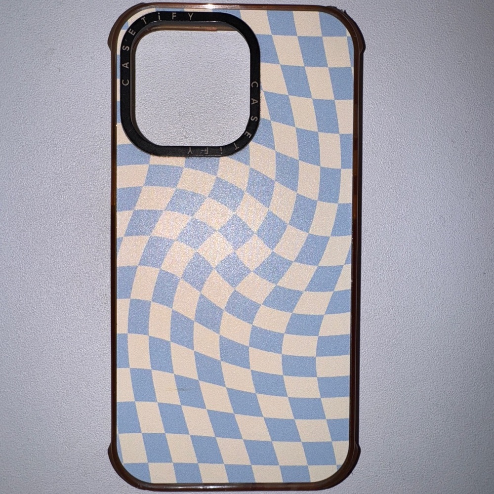 Checkered Blue and Cream Phone Case